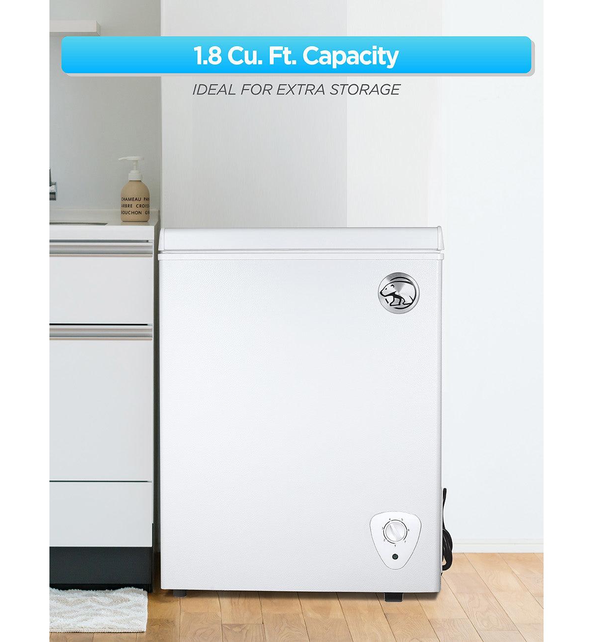Commercial Cool 1.8 Cu. Ft. Compact Chest Freezer, Textured Finish, Deep Freezer for Frozen Food Storage, White