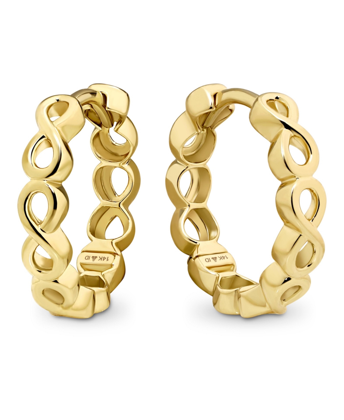Devata Infinity Hoop Earrings in 14K Gold, approx. 2.5 grams.