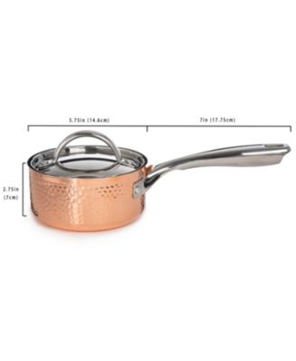 Vintage Tri-Ply Copper 5.5" Saucepan 1qt. with Lid, Hammered