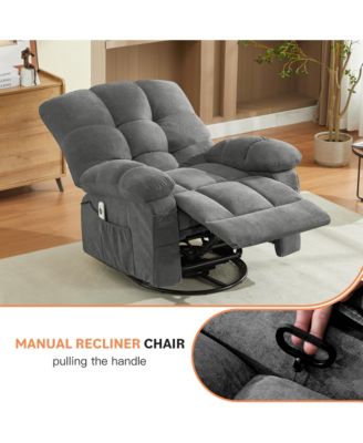 Swivel Massage Recliner with Vibration Lumbar Heating Rocker and USB Port