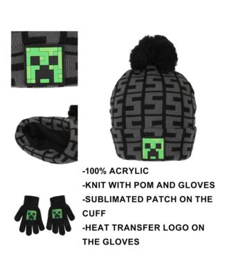 Boys SSSS Creeper Black 2-Piece Knit Beanie & Gloves Set