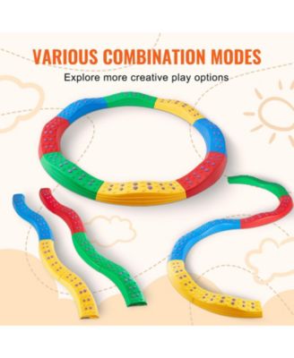 Kids Montessori Balance Beam Set with Non Slip Stepping Boards and Storage Bag