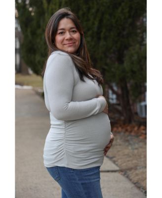 Maternity Cream Soft Knit Ruched Top