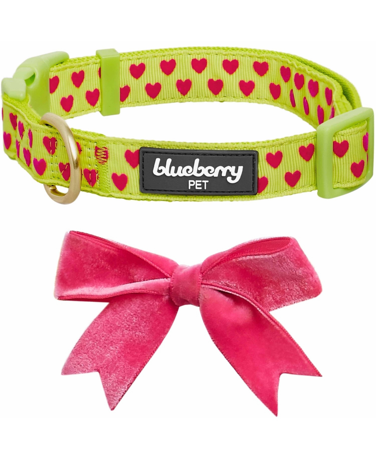 Blueberry Pet Velvety Polka Dot Dog Collar with Bow Baby Pink