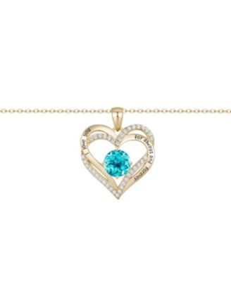 Timeless 14K Gold Plated Heart CZ ''I Love You'' Pendant