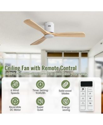 52-inch Modern White 3-Blade Ceiling Fan with Remote Control and Supporting Mobile Device Connection