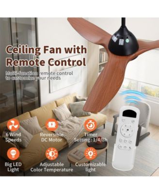 52-inch Modern Black 3-Blade Ceiling Fan with LED Light and Remote Control