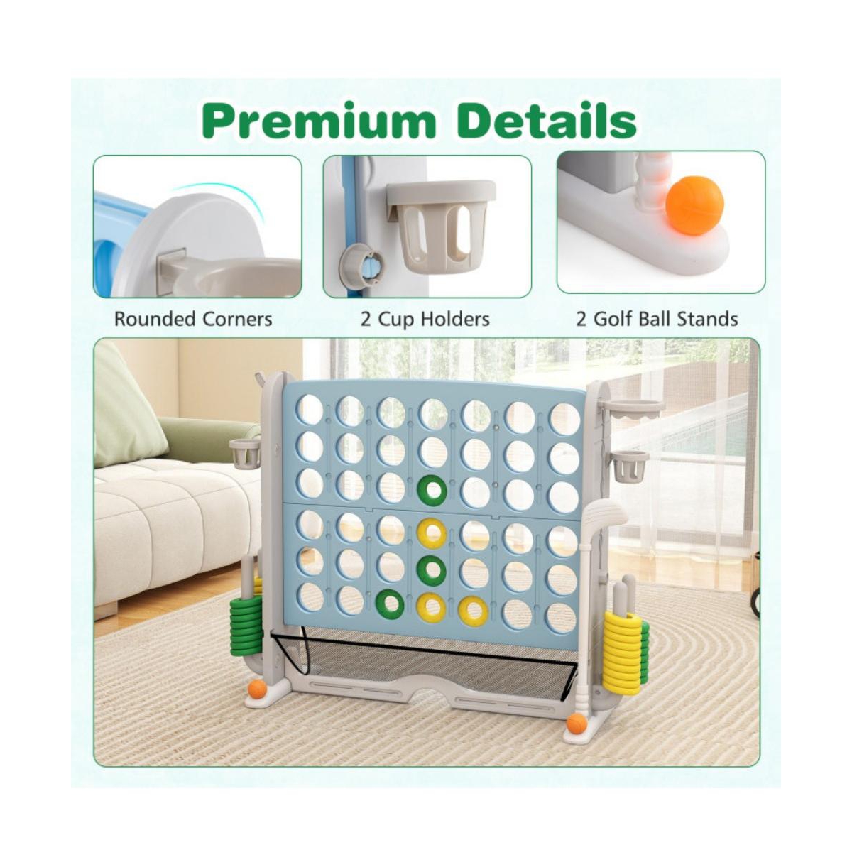 Hongge Jumbo 4 to Score Game with Ring Toss and Basketball Hoop