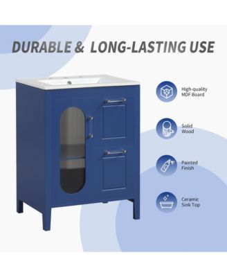 24" Bathroom Vanity with Sink, 2 Drawers and Door, Adjustable Shelf