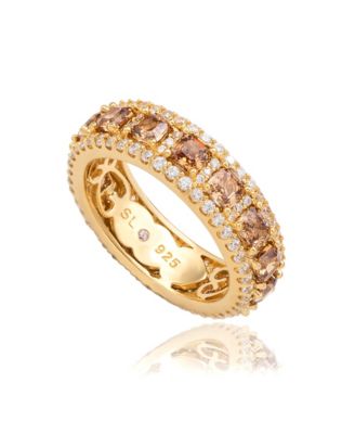 Suzy Levian Sterling Silver Sapphire & Created White Sapphire Modern Eternity Band