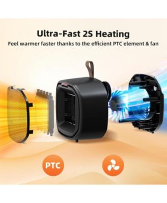 1200W Portable Space Heater, 2 Heat Settings (600W/1200W) with 3 Modes (Fan/Low/High), Adjustable Thermostat for Office Desk & Personal Use