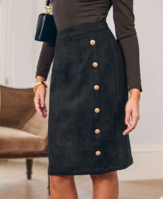 Women's Magnetic Black Midi Skirt