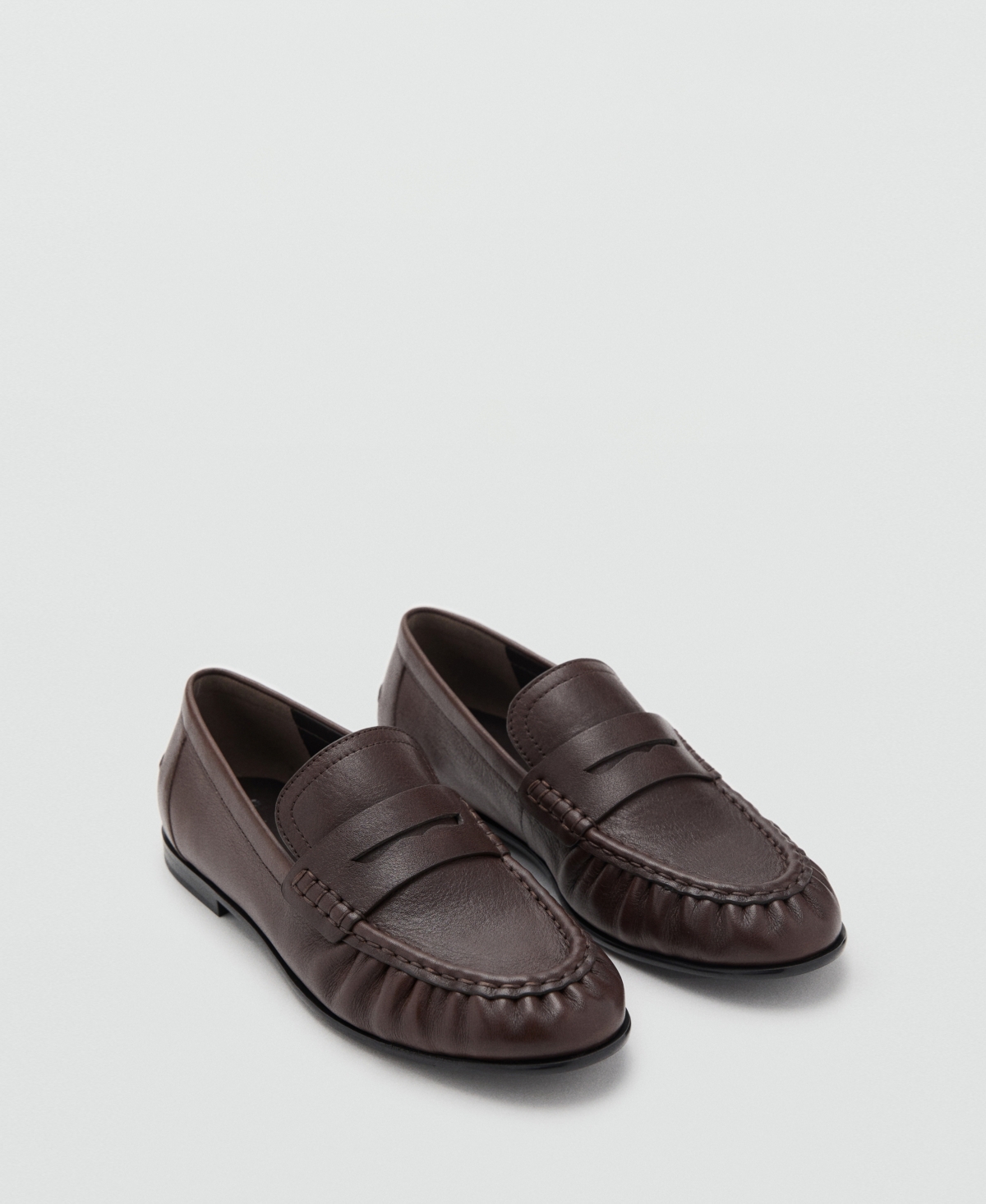 Mango Women's Leather Penny Loafers