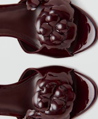 Women's Patent Leather Floral Heeled Sandals