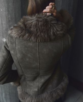 Women's Suede-Effect Faux-Fur Jacket
