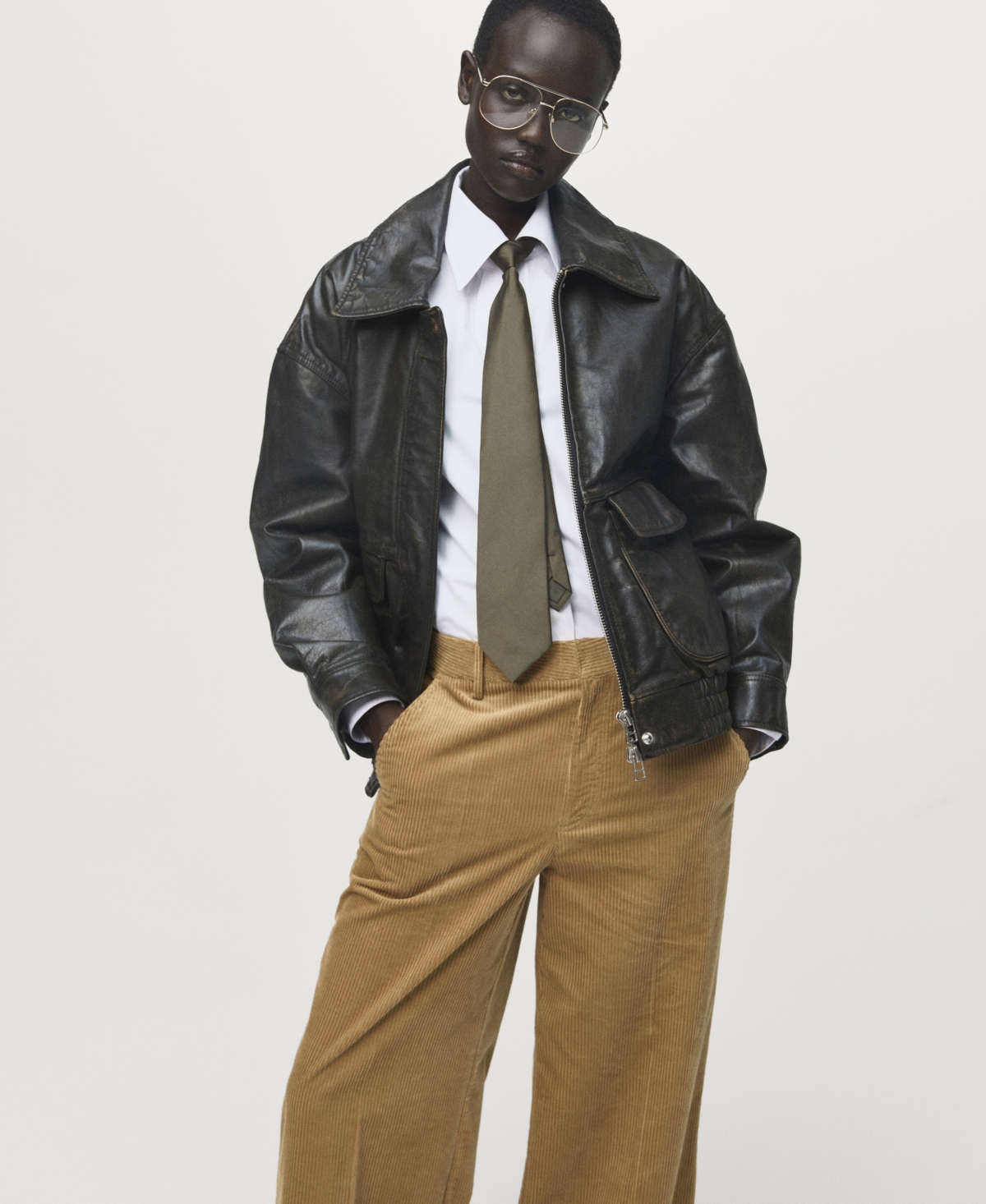 Mango Women's Wide-Leg Corduroy Pants