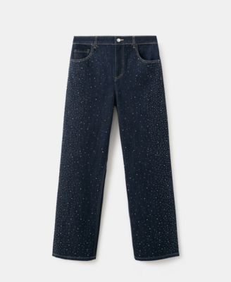 Women's Rhinestone Detail Straight Jeans