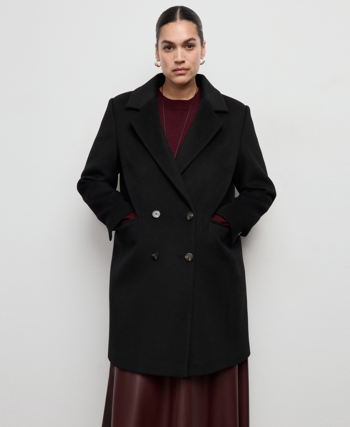 Mango Women's Double-Breasted Wool Blend Coat