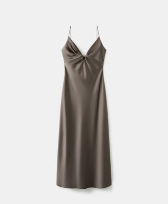 MANGO - Women's V-Neck Satin Dress