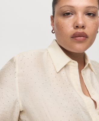 Women's Rhinestones Satin Shirt