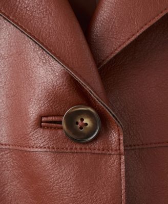Women's Pockets Faux-Leather Jacket