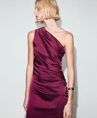 Women's Side Slits Asymmetrical Satin Dress