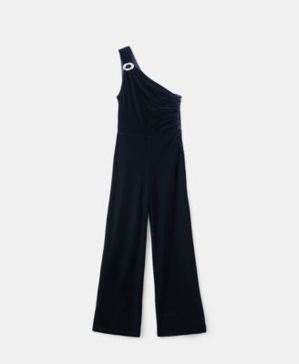 Women's Metallic Detail Velvet Jumpsuit