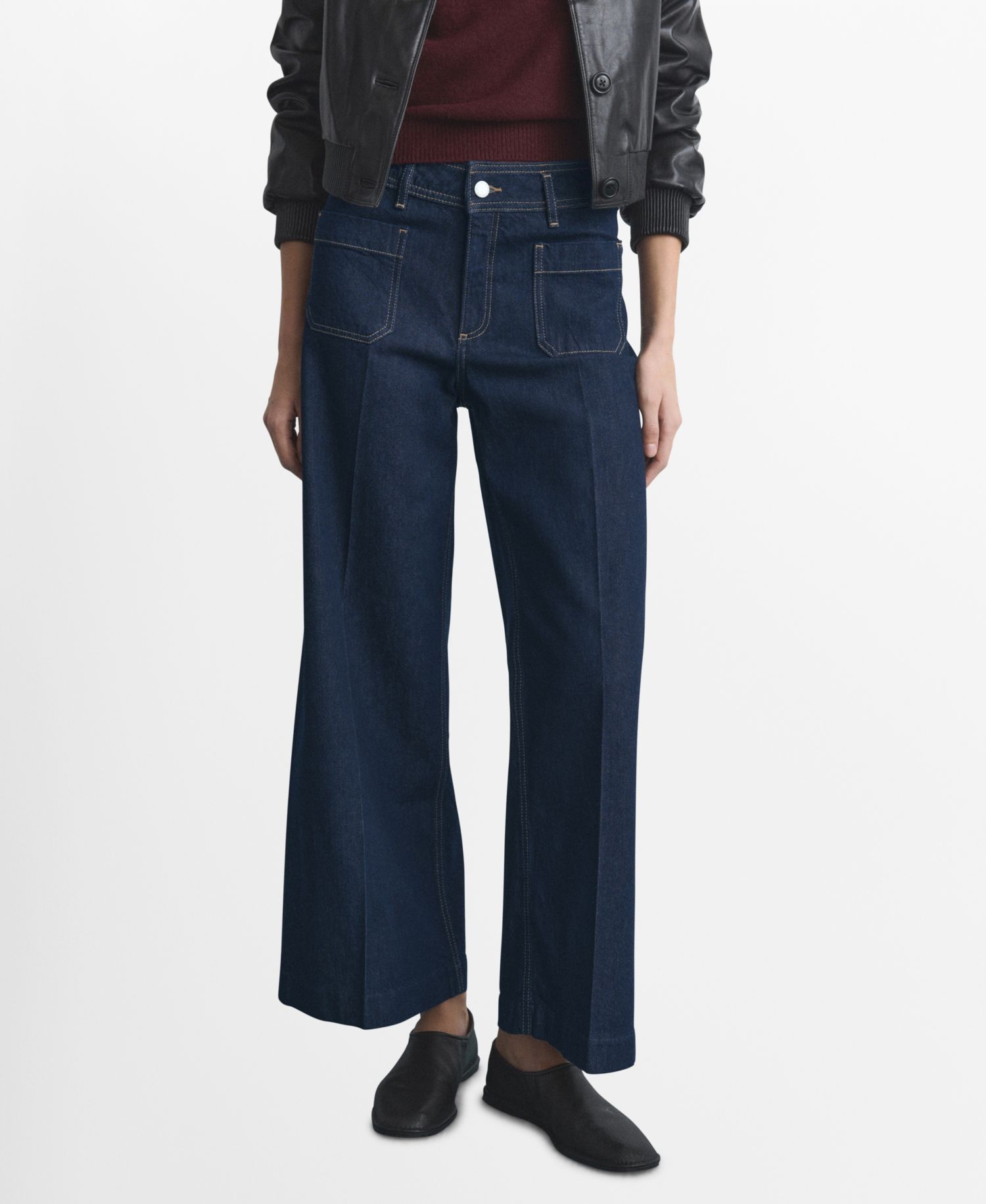 Women's Pockets Wide-Leg Jeans