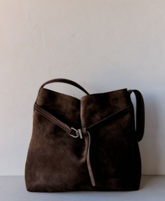 Women's Buckle Suede Bucket Bag