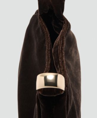 Women's Metallic Detail Velvet Handbag