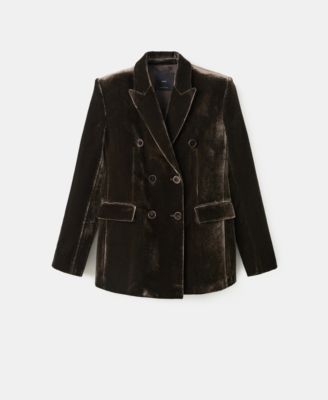 MANGO - Women's Double-Breasted Velvet Suit Jacket