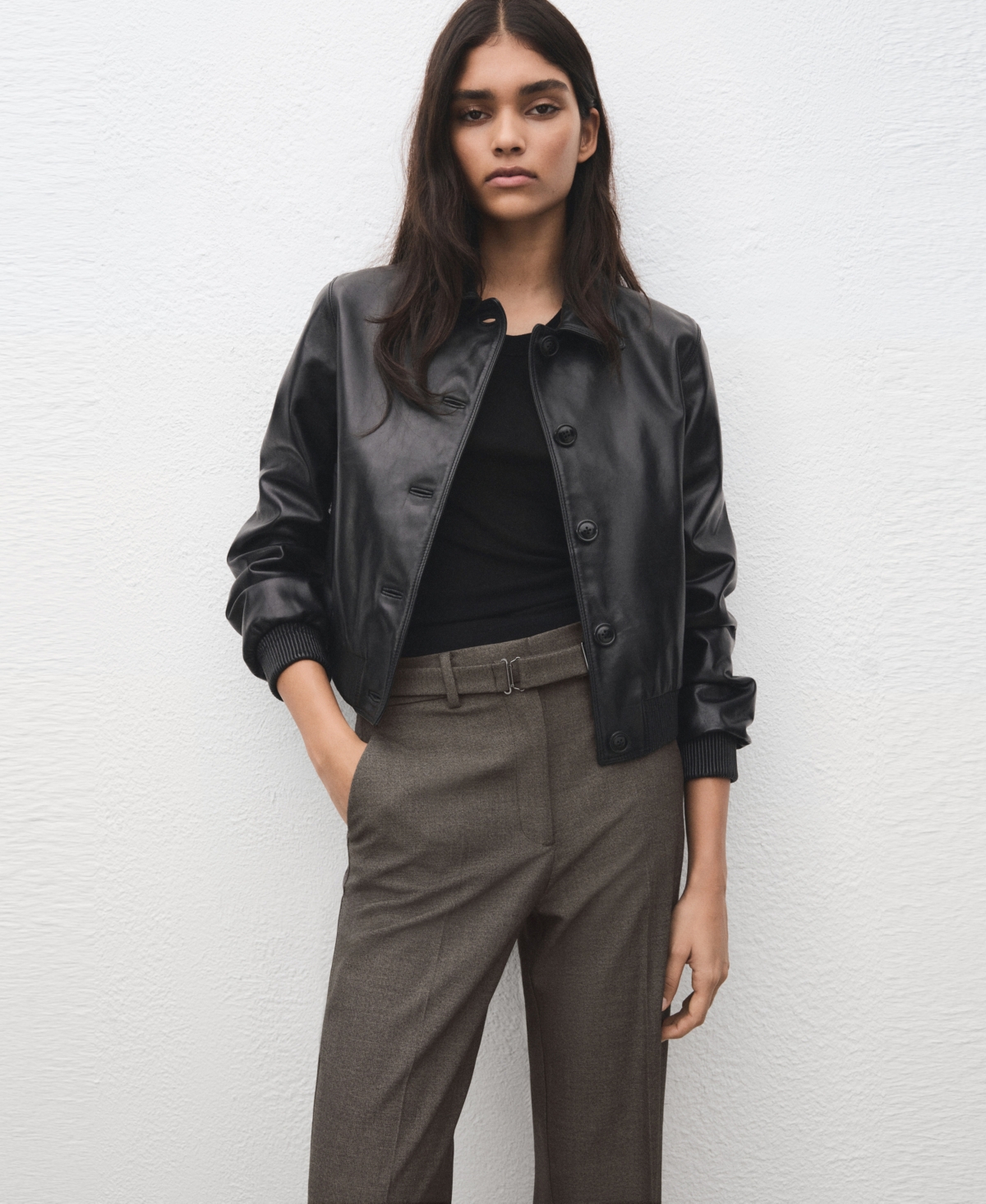 Mango Women's Belt Straight-Fit Pants