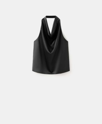 Women's Draped Neck Satin Top