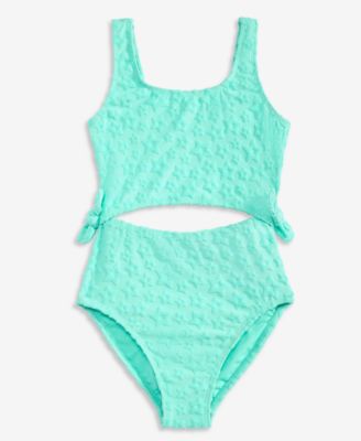 Girls' 7-16 Star-Print Cut-Out One-Piece Swimsuit