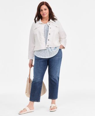 Plus Size Perfect Short-Sleeve Open Crewneck Tee