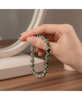 Women's Plated Colored Pear CZ Tennis Bracelet