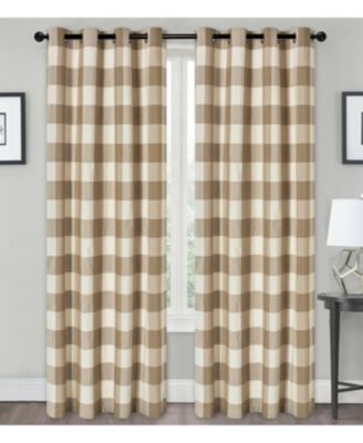 Country Farmhouse Living Classic Buffalo Plaid Checkered Single Grommet Top Window Curtain Panel - 54 in. W x 84 in. L, Linen