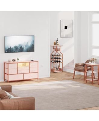 Modern 8-Drawer Dresser TV Stand with RGB LED Lighting, Power Outlet & USB Ports – Fits 55" TVs, Versatile Storage