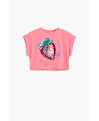 Girls Girls's Strawberry sequin cropped T-shirt