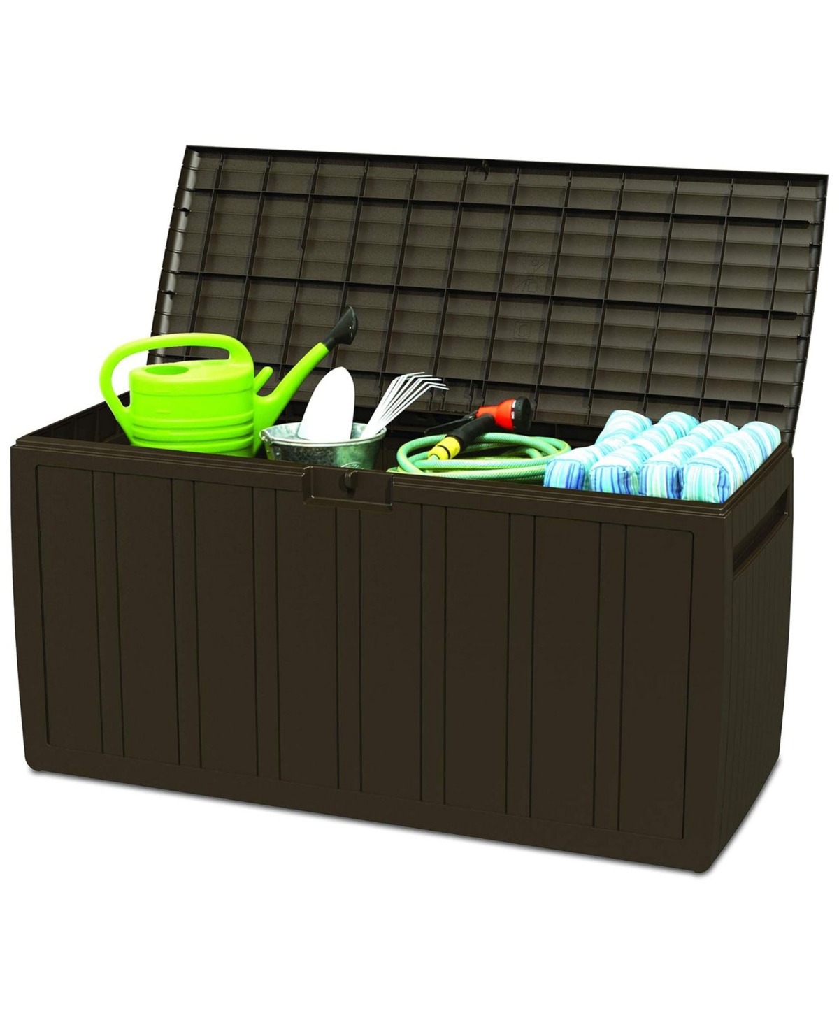 Ram Quality Products Outdoor Backyard Patio Storage Deck Box, 71 Gallon, Brown