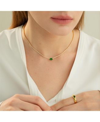 18k Gold Plated Sterling Silver Emerald Rectangle Necklace & Ring Set Holiday Gift Guide