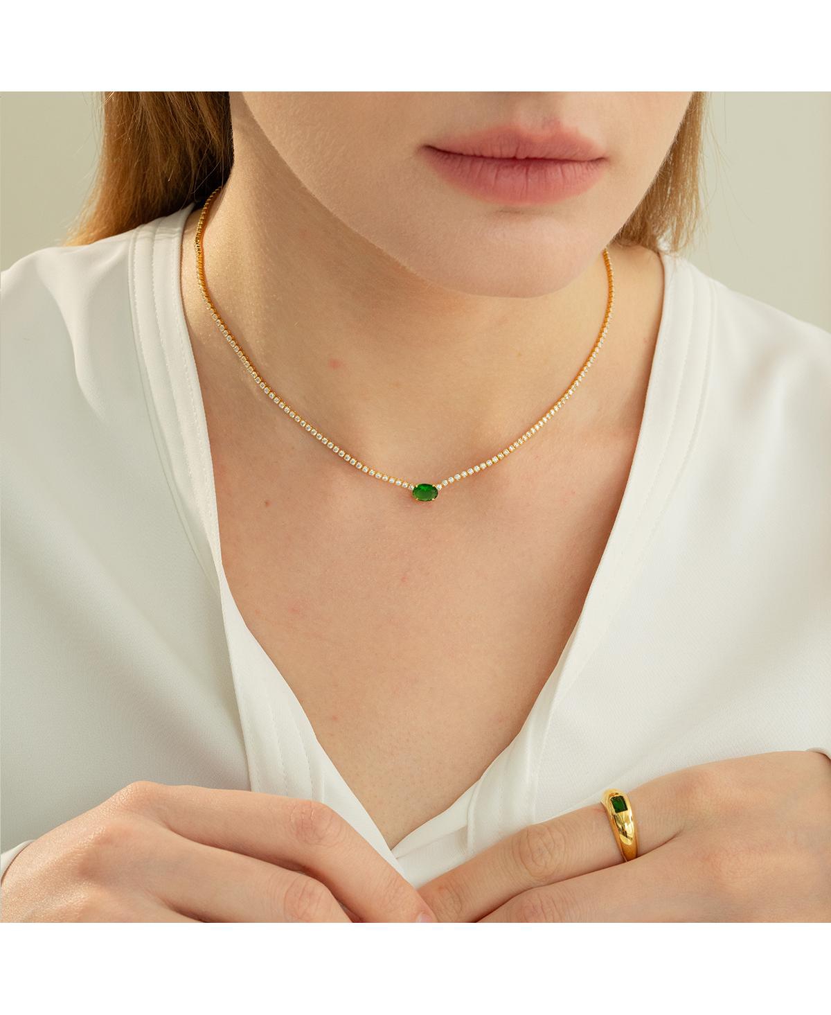 Bearfruit Jewelry 18k Gold Plated Sterling Silver Emerald Rectangle Necklace & Ring Set Holiday Gift Guide