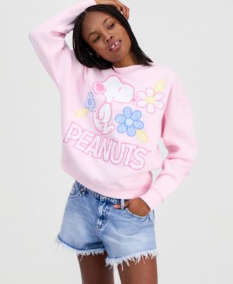 Juniors' Snoopy Flower Crewneck Sweatshirt