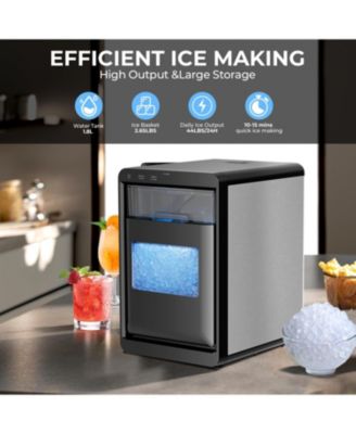 Nugget Ice Maker Countertop - 44LB/Day, Self-Cleaning Portable Ice Machine with LED Display, 10-15 Minute Fast Ice Making for Home/Office/Bar