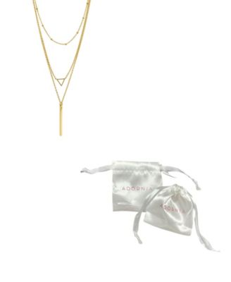 15-17" Adjustable 14K Gold Plated Layered Pendant Necklace Set