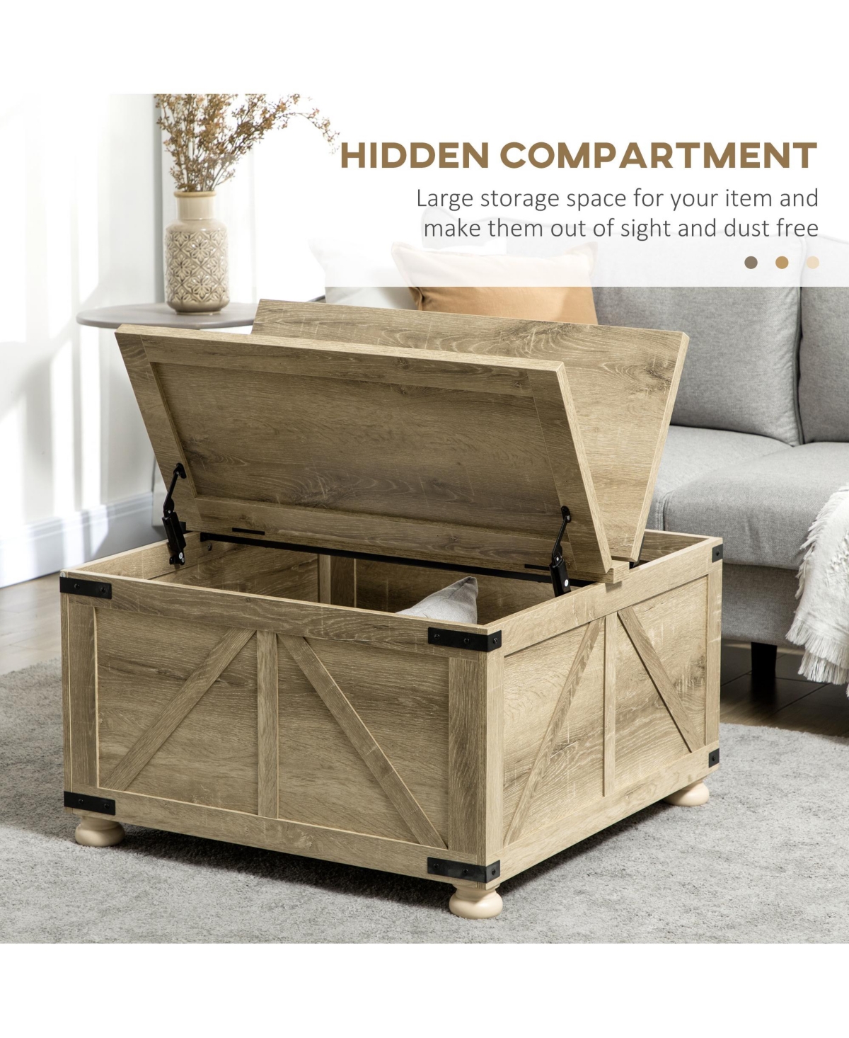 Homcom Farmhouse Table with Storage, Large Square Table,