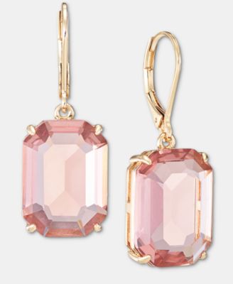 Glass Stone Gold-Tone Drop Earrings