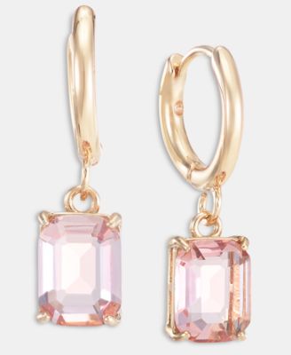 Glass Stone Drop Huggie Earrings