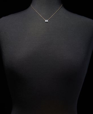 Gold-Tone Cubic Zirconia Solitaire Pendant Necklace, 16" + 3" extender