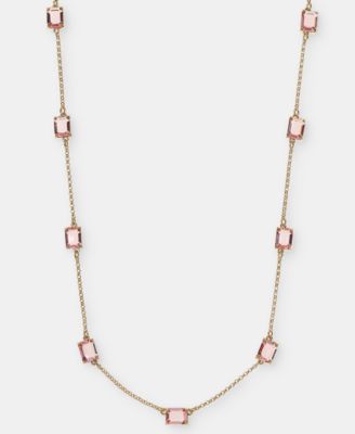Gold-Tone Glass Stone Station Necklace. 16" + 3" extender